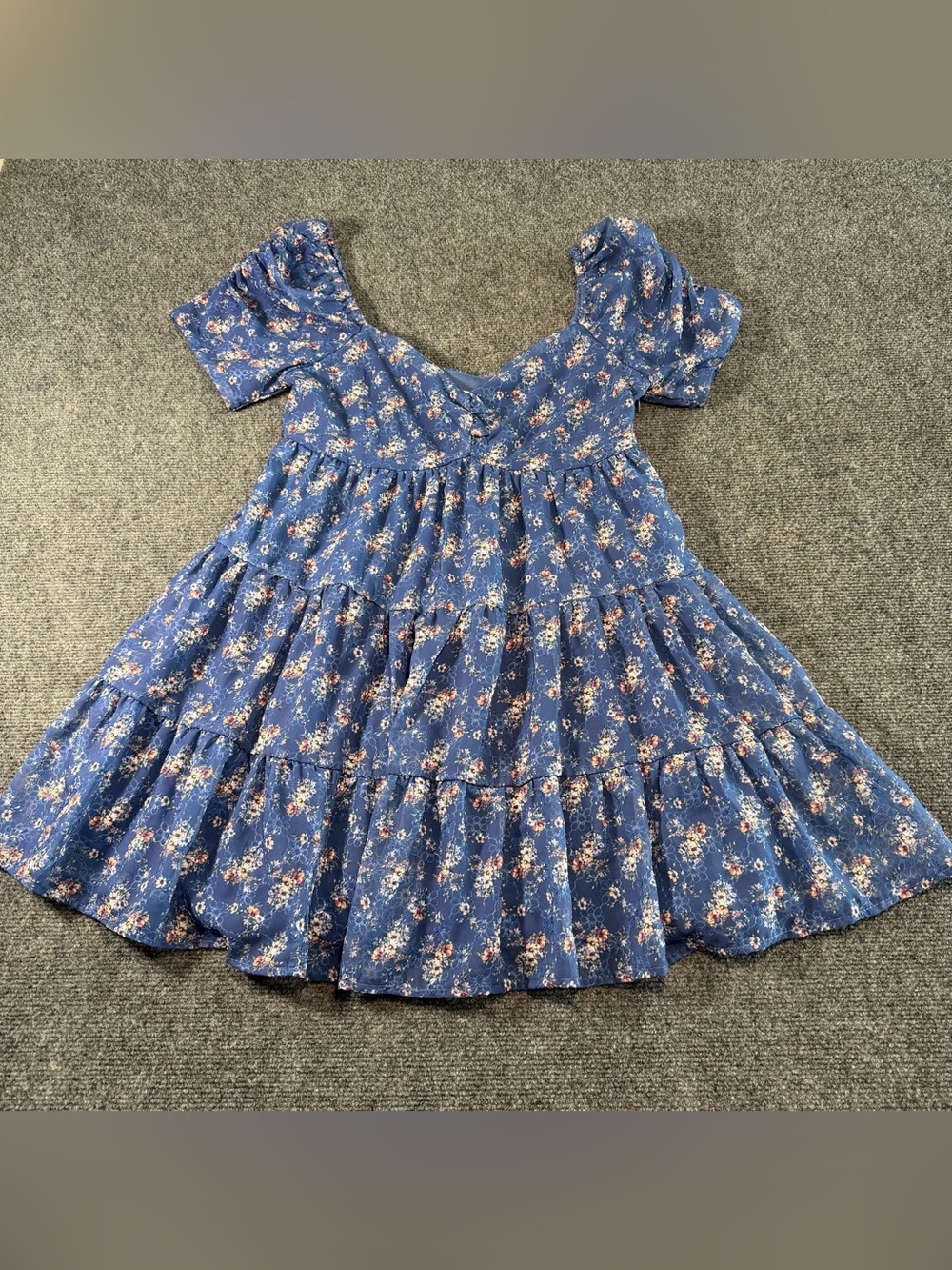 Altar’d State Women's Blue Floral Dress Slip Size Small Casual Boho Cottagecore